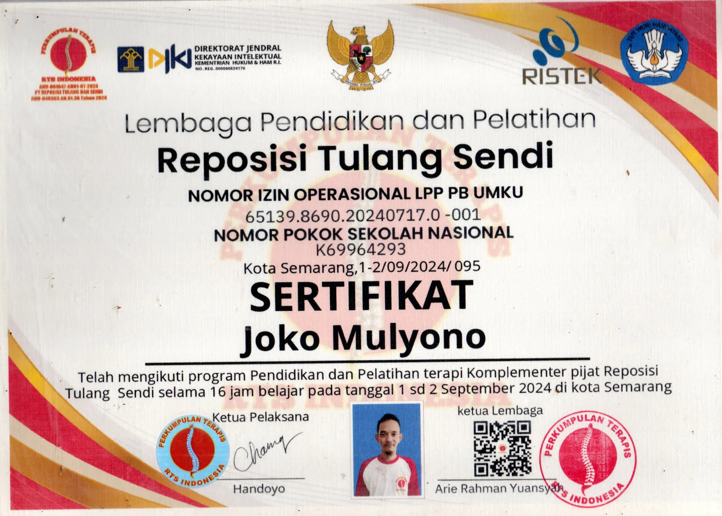 SERTIFIKAT PIJAT REPOSISI TULANG SENDI