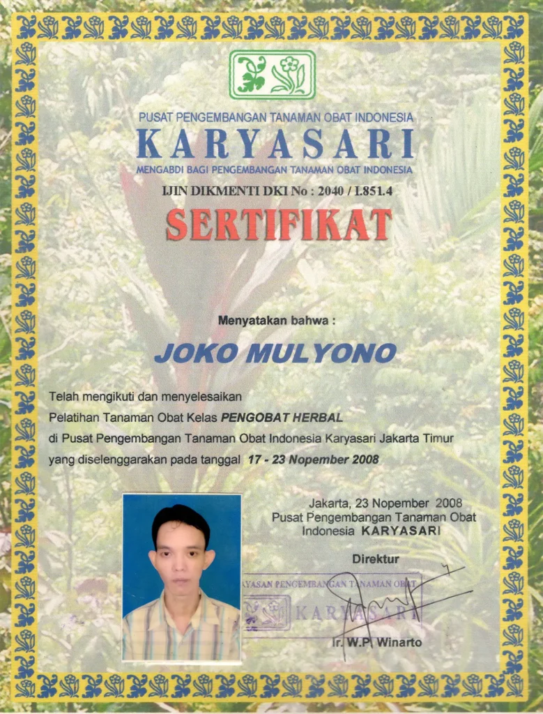 Sertifikat Herbal Karyasari
